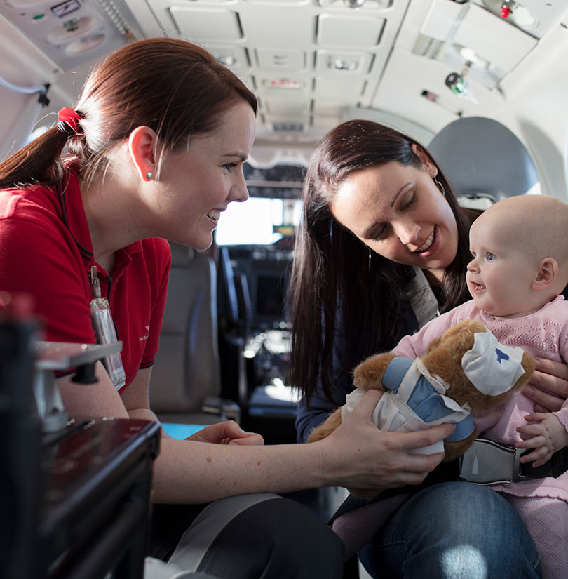 RFDS Flight Nurse and baby patient